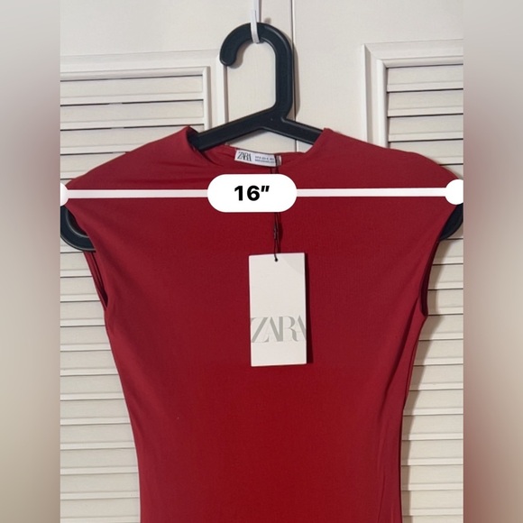 Zara Red - Midi dress, size S. #186 - Picture 4 of 5